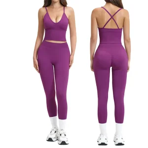 Custom Seamless 2-Piece Yoga Set Women’s Breathable Sweat-Wicking Gym Sets Running High Waist Quick-Dry Sports Fitness Sets