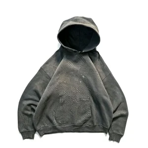 Custom Solid Acid Wash Heavyweight Oversized Pullover Hooded Sweatshirt For Fall Autumn Wear