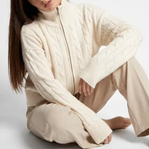 Custom Solid Color Women’s Cable Knit Cardigan Full Zip Up High Neck Sweater Casual Long Sleeve Knitted Jacket Jumper Tops