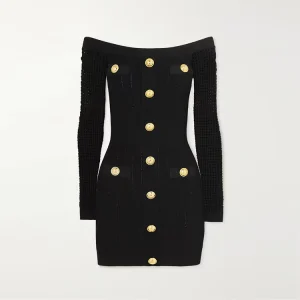 Custom Solid Simple Vintage A-Line Long Sleeve Black Mini Casual Free Size Women’s Knit Dresses