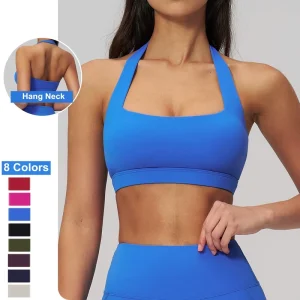 Custom Sports Yoga Bra Girls Gym Fitness Wear Bra Hang Neck Soft Top Custom Logo Workout Clothes for Women