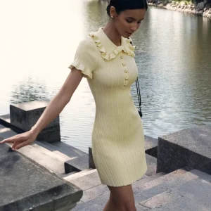 Custom Summer French Ruffle Slim Fit Knit Women’s Dress