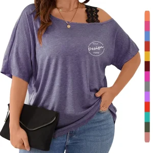 Custom Summer Solid Color Lace Woman Tshirt 180GSM 100% Cotton Light Block Color Short Sleeve Women’s T-shirts