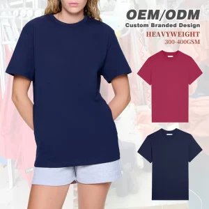 Custom Summer Women’s 100% Cotton Oversize Loose Fit Athletic Gym T Shirt with Print & Embroidery Combed Cotton Fabric