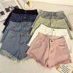 Custom Summer Zipper Fly Lady Casual Denim Ripped Shorts Women Short Jeans Knee Length Shorts Jeans Women