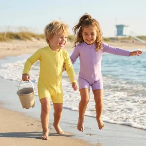 Custom Swimwear Manufacturer Boys Children Swimming Suit Zip Closure Kids Swimsuit Fast Drying Girls Swimwear