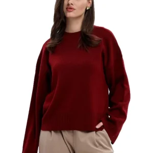 Custom Thick Loose Knit Women’s Cashmere Wool Sweater Solid Vintage Crewneck Long Sleeve Anti-shrink Custom Logo for Winter