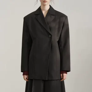 Custom Turn Down Collar Blazers Coat Mid Length Suit Jackets for Women