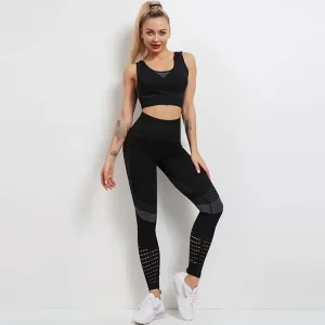 Custom Two Piece Gym Fitness Set Seamless Yoga Suit Activewear Yoga Workout Leggings And Bra Sets