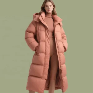 Custom Winter Lady Luxury Windproof Fashion Zip Up Quilted Puffer Down Jacket Plus Size Long Ski Women’s White Goose Coats