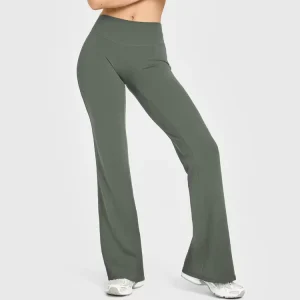 Custom Women Activewear High Waist Butt Lift Wide Leg Pants Gym Tummy Control Quick Dry Factory Fitness Trousers