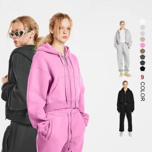 Custom Women Crop Top Hoodie Casual Women’s Hoodies & Sweatshirts Zipper Cropped Oversize Hoodie for Women