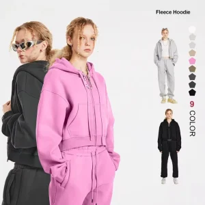 Custom Women Crop Top Hoodie Casual Women’s Hoodies & Sweatshirts Zipper Cropped Oversize Hoodie for Women