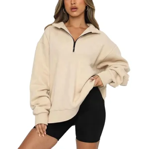 Custom Women Long Sleeves Sweatshirts Zipper Up Oversized Jumpers Women’s Hoodies & Sweatshirts