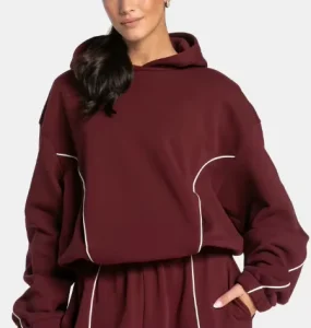 Custom Women Oversized Contrast Hooded Hoodies Print Hooded Sweatshirt Cotton Blank Streetwear Hoodie