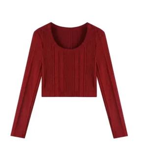 Custom Women’s Autumn Red Casual Cotton Knitwear with Button Front Anti shrink Quick Dry Anti Wrinkle Features