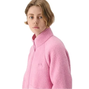 Custom Women’s Autumn Winter Casual Outdoor Stand Collar Half-Zip Fleece Lined Thick Warm Jacket with Zipper Pockets