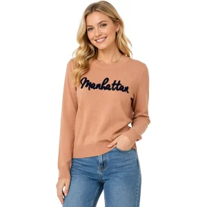 Custom Women’s Autumn Woven Thin Breathable Knitted Sweater Pullover Top with Letter Pattern