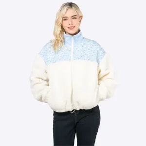 Custom Women’s Color-Block Paneled Jacket Stand Collar Zip Pullover Fleece Sweatshirt Warm Winter Jacket