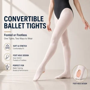 Custom Women’s Convertible Ballet Tights With Foot Hole Soft Stretch Dance Tights For Studio Training