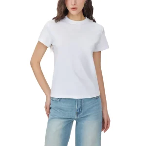 Custom Women’s Cotton Oversize Blank Plain White Short Sleeve Crew Neck Crop Top Fashionable Outfit T-shirts for Women