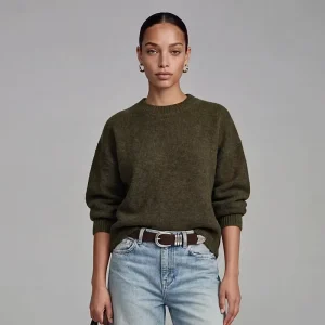 Custom Women’s Elegant Round Neck Mint Autumn Knitted Top Sweater