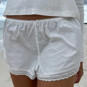 Custom Women’s Gym Shorts Summer Causal Cotton Low Waist Bowknot Lace Shorts Plus Size Women’s Shorts