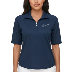 Custom Women’s Half Sleeve Quarter Zip Quick Dry UPF50+ Sun Protection Spandex Polyester Activewear For Running Athletic Workout