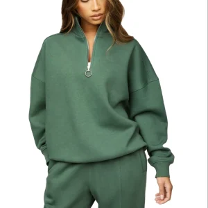Custom Women’s Half Zipper Yoga Jacket Sports Top Casual Long Sleeve Stand Collar Sweatshirt Pullover Hoodie