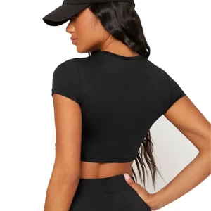 Custom Women’s High Neck Short Plus Size T Shirt Solid Color Bamboo Fabric Breathable and Quick Dry with Printed Logo