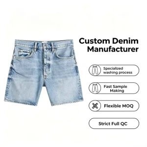 Custom Women’s Jorts Washed Denim Shorts Casual Mid-Waist Straight Hot Pants with Pockets OEM ODM Service
