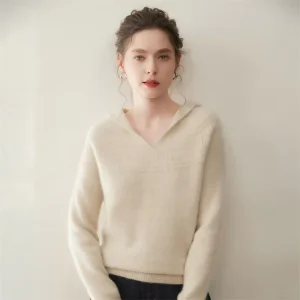 Custom Women’s Knitted Cashmere Wool Hoodies Solid Autumn Cashmere Knitwear Factory Direct Sales