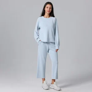 Custom Women’s Leisure Jogging Wear High Waist Sweat Suit Long Sleeve Sports Pants Running Fitness Activewear Sets for Women