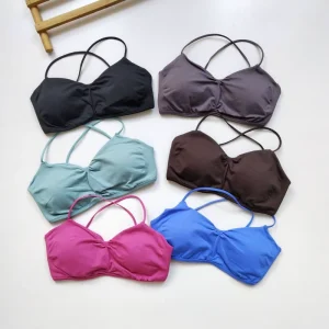 Custom Women’s Seamless Quick Dry Running Sports Bra Thin Straps Breathable Gym Fitness Bra Lightweight Compression Yoga Bra