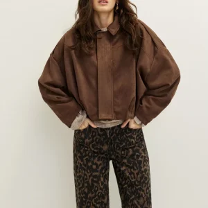 Custom Women’s Short Pilot Jacket Suede Effect Faux Leather with Plush Lining for Warm Stylish Winter Looks Vintage Coat