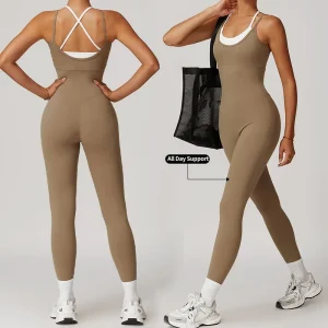 Custom Women’s Sleeveless Lightweight Yoga Jumpsuit Compression Soft Romper for Sports Stretchy Bodysuit for Exercise