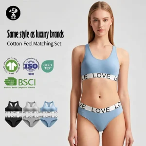 Custom Women’s Sport Suit Comfortable Yoga Bra Bikini Panties Seamless Gathering Underwear with Print Solid Pattern 2 Piece Sets