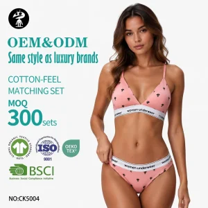 Custom Women’s Sports Bra and Bikini Panty 2-Piece Set Wire-Free Padded Full Cup Anti-Bacterial Breathable