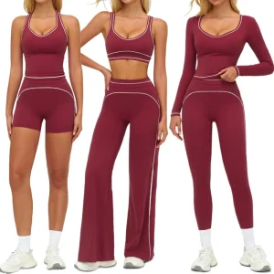 Custom Women’s Sportswear Outdoor Tight Sports Suits Gym Set Fitness Sets Custom Logo Yoga Sets for Women 6pcs Activewear