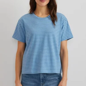 Custom Women’s Striped Crew Neck T Shirts Casual Top