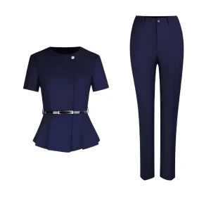 Custom Women’s Summer Professional Lightweight Stylish Uniforms for Hotel Receptionists Sales Offices Suit