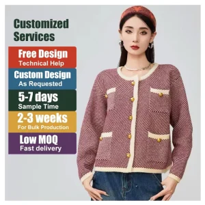 Custom Women’s Sweaters Long Sleeve Knitwear Fashion Ladies Knitted Cardigan Knit Sweater Women Knit Jacket Jumpers Clothes
