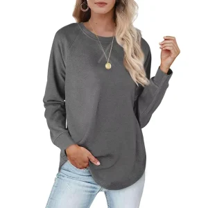 Custom Womens Sweatshirts Crewneck Loose Fitting Tops for Women Long Sleeve Shirts Pullover