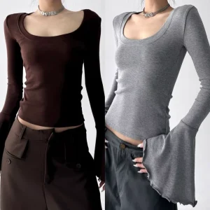 Custom Women’s Tops and Blouses T Shirt Flare Sleeve Tops Stylish Basic Tops