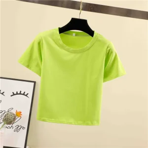 Custom logo Oversized Print Quality Crop Top Girls’ t Shirt Femme for Women Ladies Women’s T-shirts Woman
