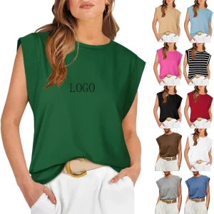Custom logo Simple Design Summer Blouses and T-Shirts Women’s O Neck Tshirt