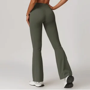 Custom made Stretch V shaped High waisted Yoga Leggings Fitness Leggings Women’s Gym Wear Hip lifting Flared Leggings