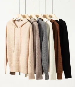 Custom-made Women’s Pure Wool Hoodie Solid Color Long-sleeved Knitted Wool Pullover Factory Direct Sales