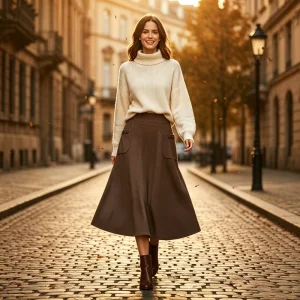 Customizable High Stretch Midi Knit Skirt for Office Work Ladies Skirt French Style Maxi Skirt for Winter
