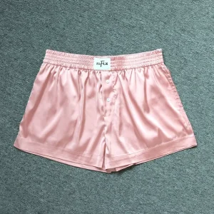Customizable Logo Light Weight Cool Quick dry Breathable Silk Women Gym Workout Shorts Casual Loose Women’s Sleepwear Shorts